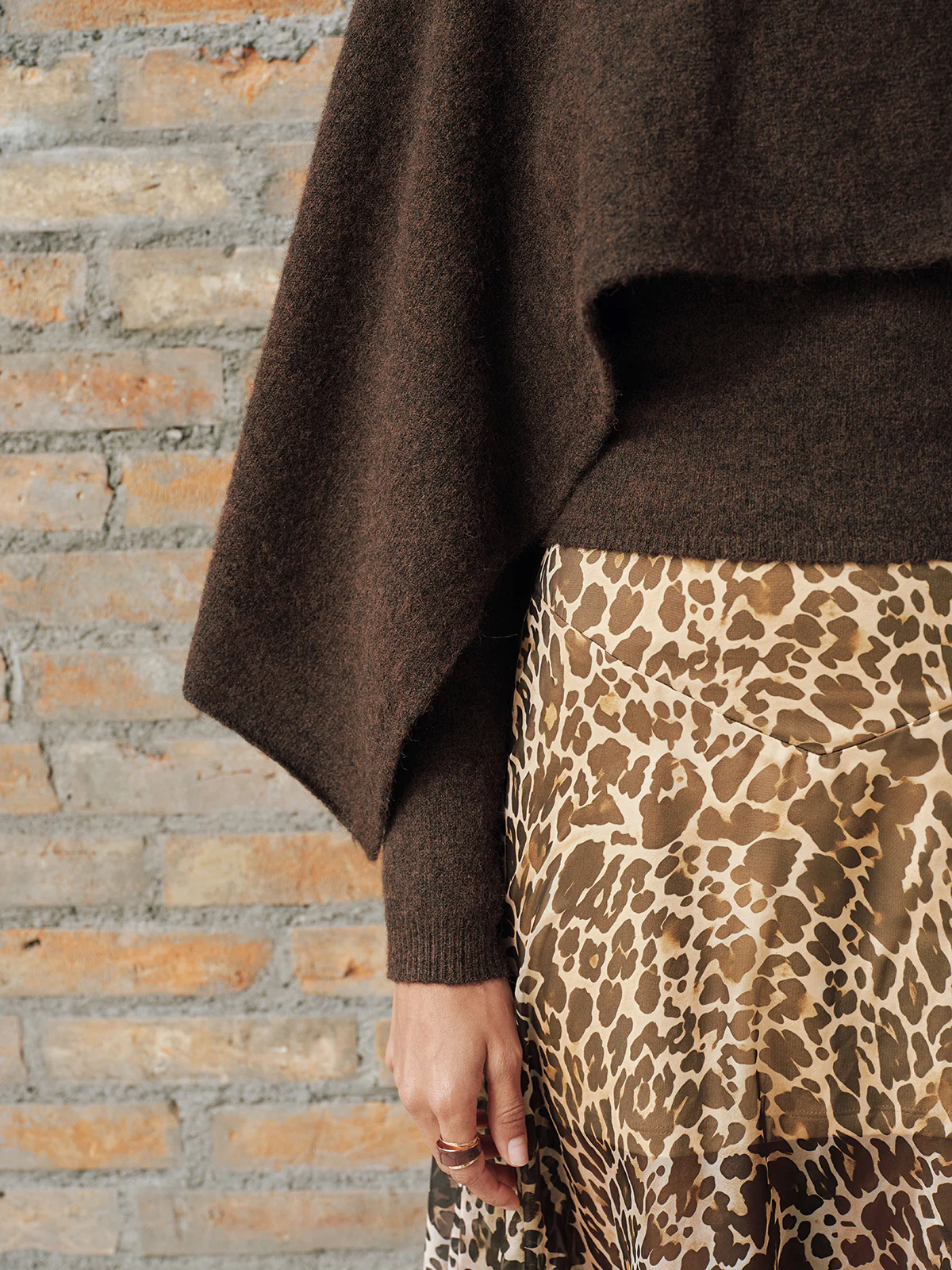 Wool-Blend Capelet-Sleeve Knit Top - Image 6