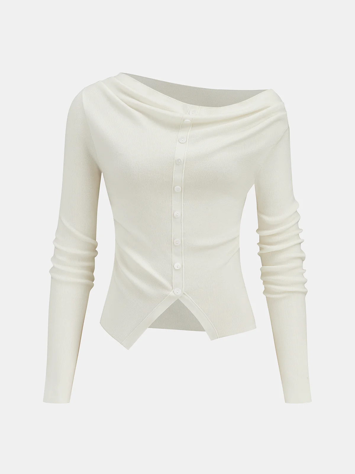 Wool-Blend Off-Shoulder Ruched Knit Top