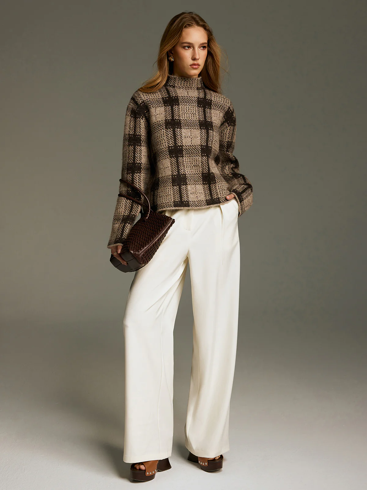 Wool-Blend Plaid Turtleneck Sweater - Image 2