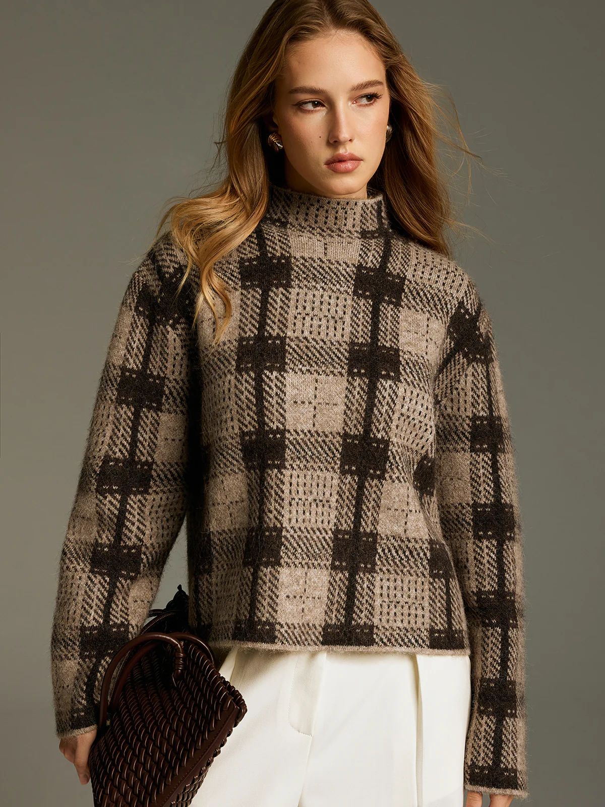 Wool-Blend Plaid Turtleneck Sweater - Image 4