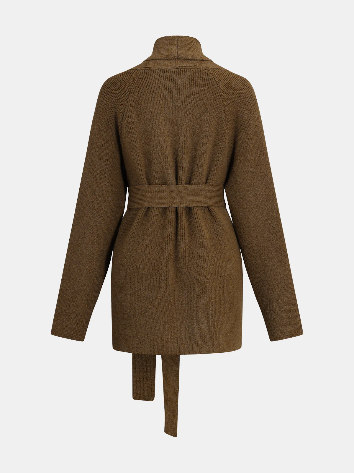 Wool Blend Tie Waist Knit Cardigan - Image 2