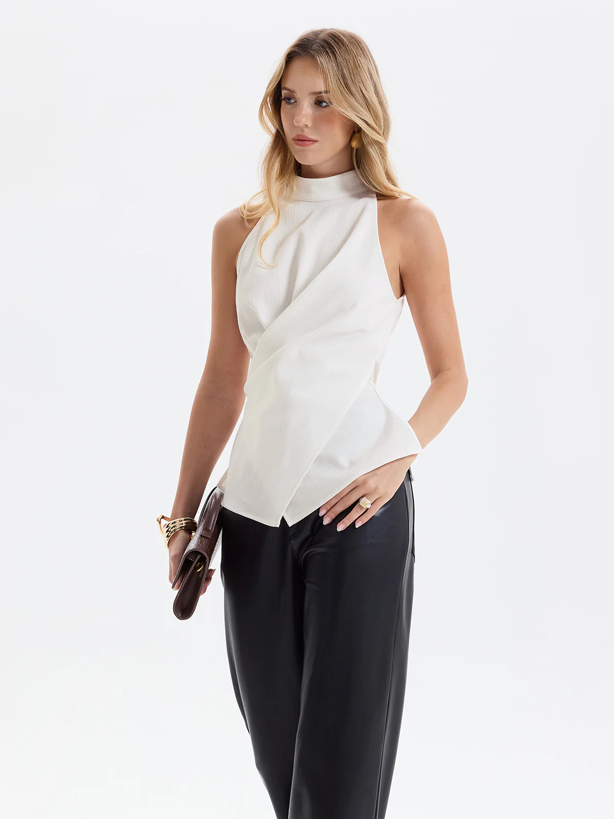 Wrap-Front Tie-Waist Sleeveless Top - Image 5