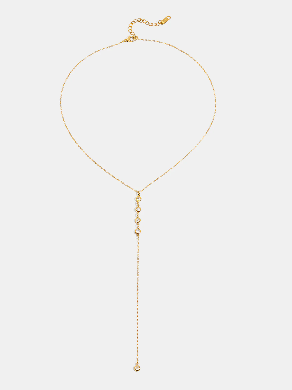 Y-Shape Zircon Droplet Lariat Necklace