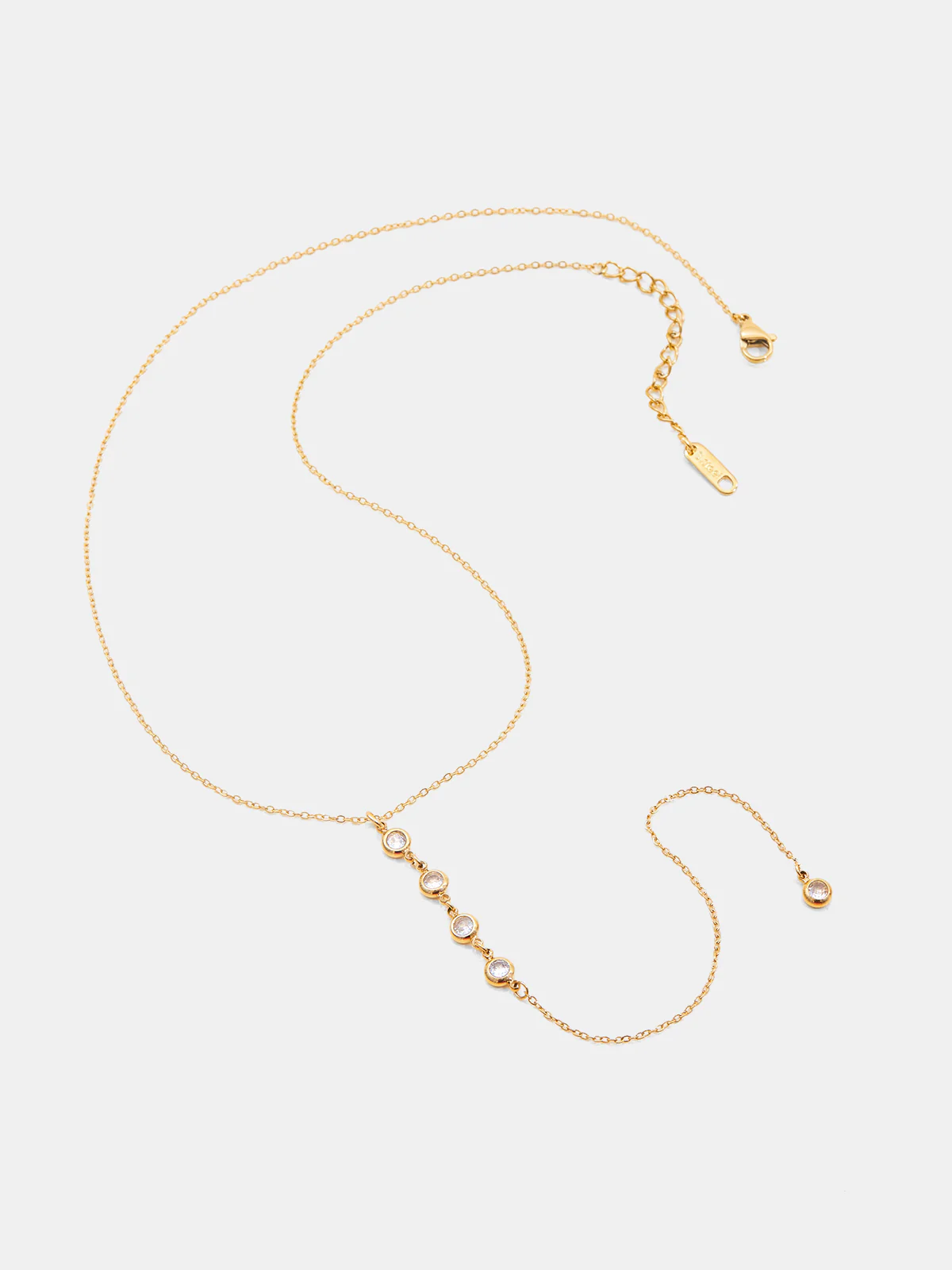 Y-Shape Zircon Droplet Lariat Necklace - Image 3
